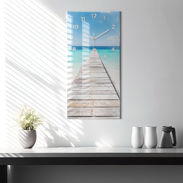 Modern vertical wall clock Tropical island