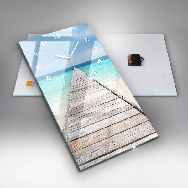 Modern vertical wall clock Tropical island