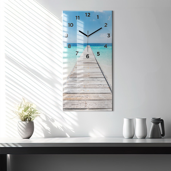 Modern vertical wall clock Tropical island