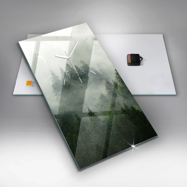 Modern vertical wall clock Misty forest