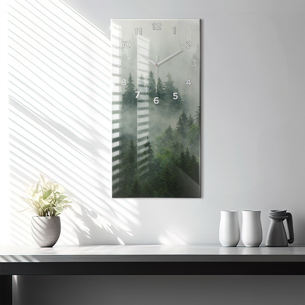 Modern vertical wall clock Misty forest