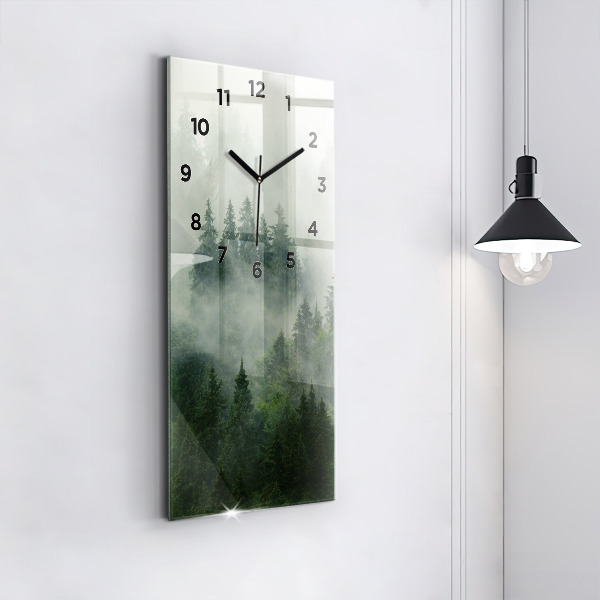 Modern vertical wall clock Misty forest