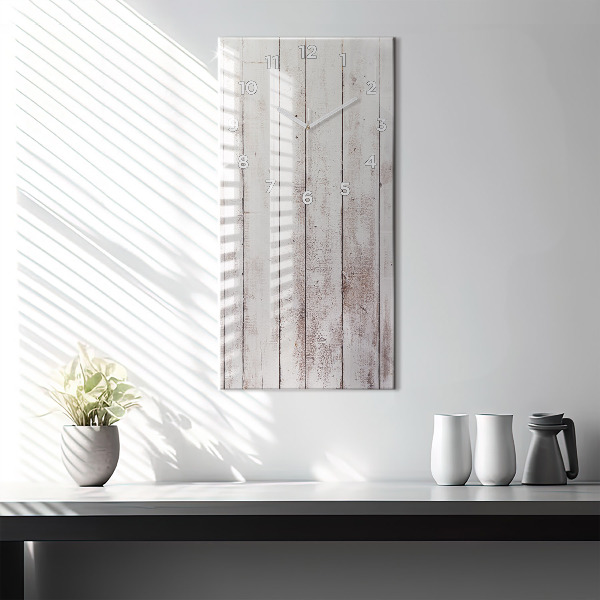 Modern vertical wall clock Light wood planks
