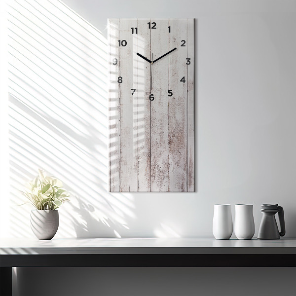 Modern vertical wall clock Light wood planks