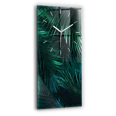 Modern vertical wall clock Tropical leaves