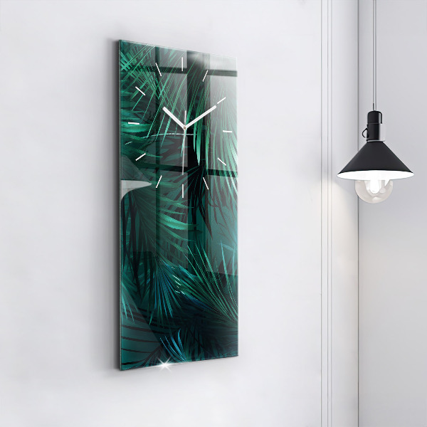 Modern vertical wall clock Tropical leaves