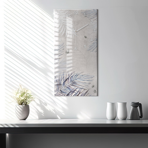Modern vertical wall clock Palm leaf