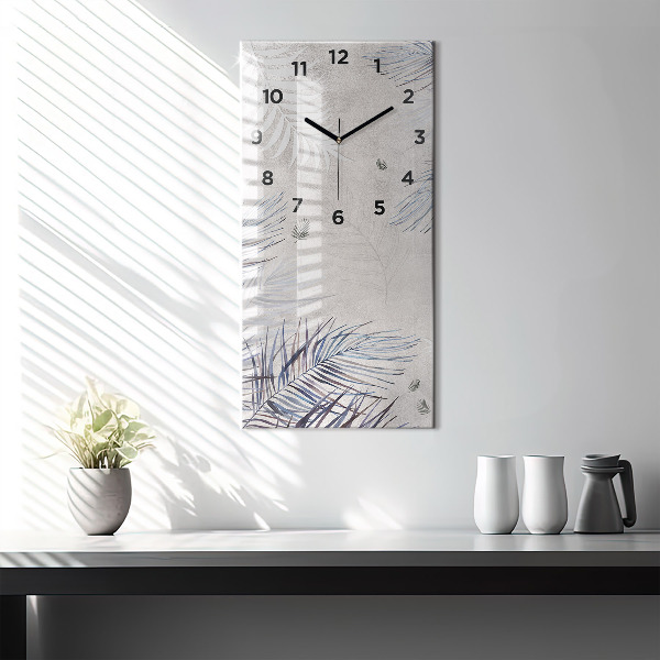 Modern vertical wall clock Palm leaf
