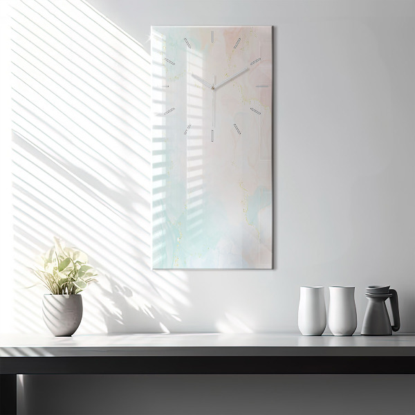 Modern vertical wall clock Watercolor marble