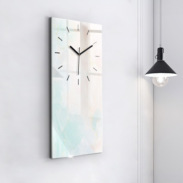 Modern vertical wall clock Watercolor marble