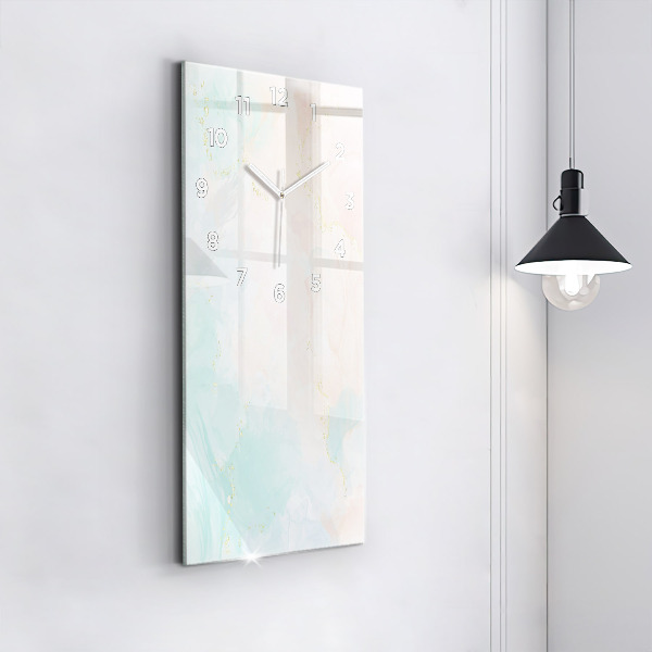 Modern vertical wall clock Watercolor marble