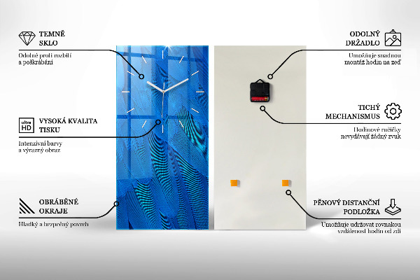 Modern vertical wall clock Watercolor marble