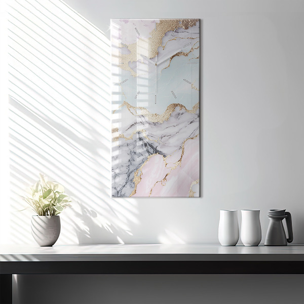 Modern vertical wall clock Pastel marble