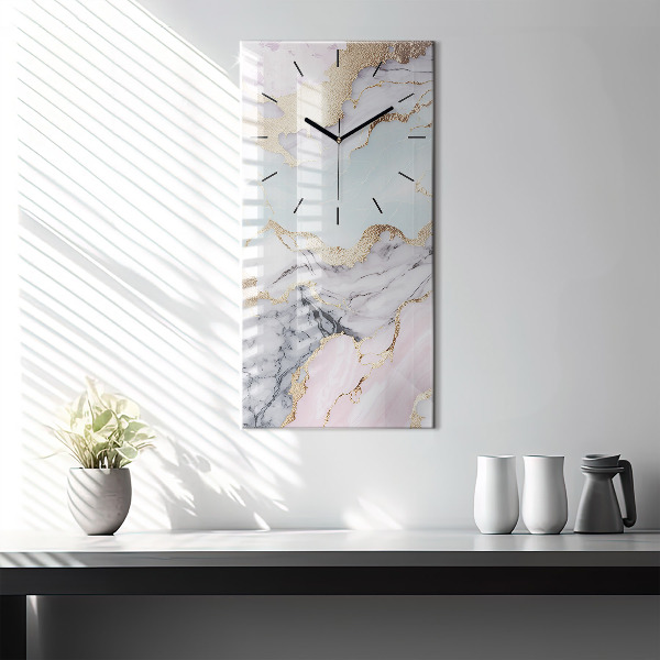 Modern vertical wall clock Pastel marble