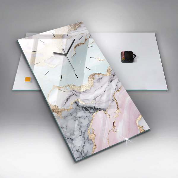 Modern vertical wall clock Pastel marble