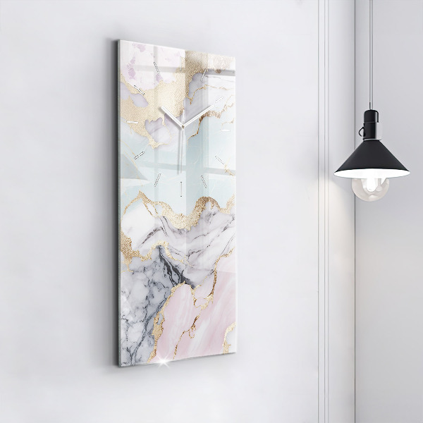 Modern vertical wall clock Pastel marble