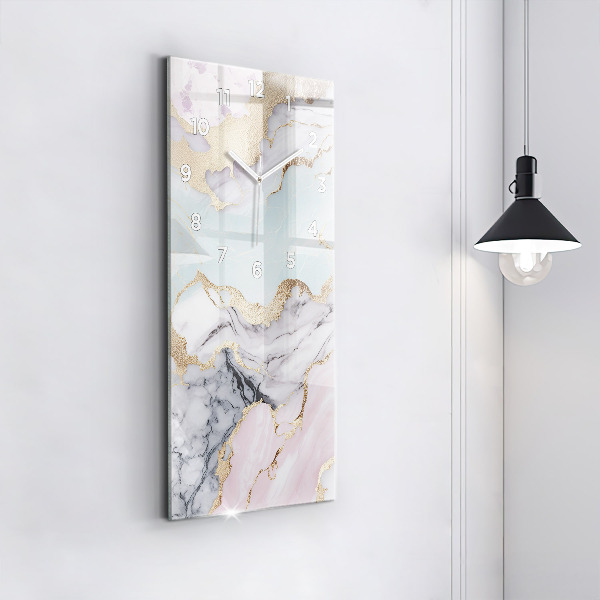 Modern vertical wall clock Pastel marble