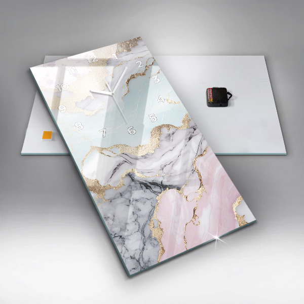 Modern vertical wall clock Pastel marble