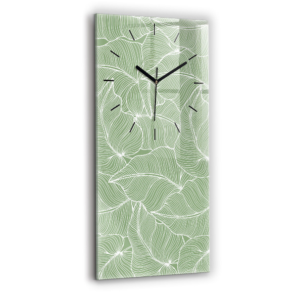 Modern vertical wall clock Leaves nature pattern