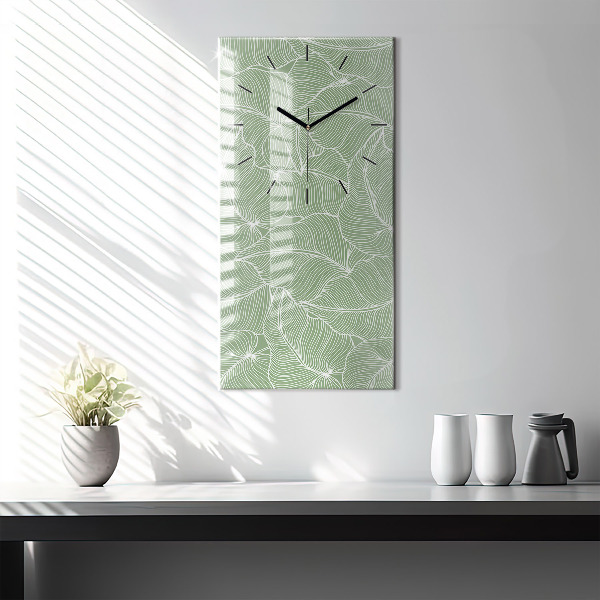 Modern vertical wall clock Leaves nature pattern