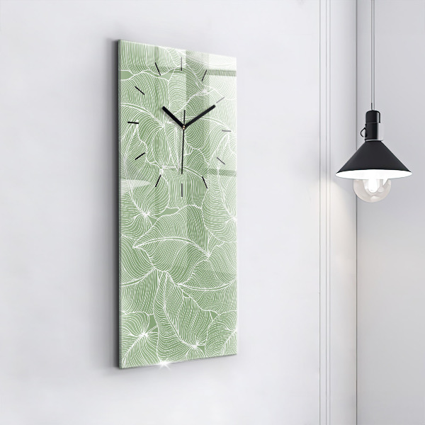 Modern vertical wall clock Leaves nature pattern