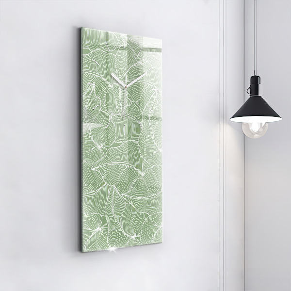 Modern vertical wall clock Leaves nature pattern
