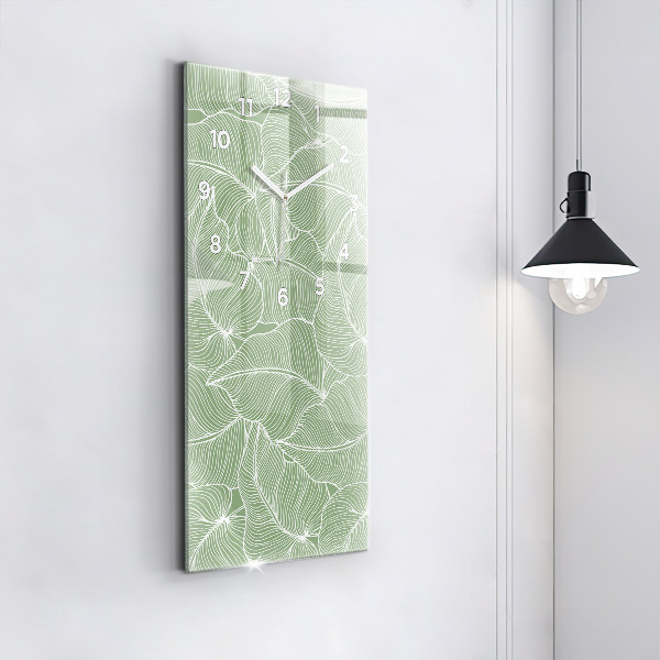 Modern vertical wall clock Leaves nature pattern