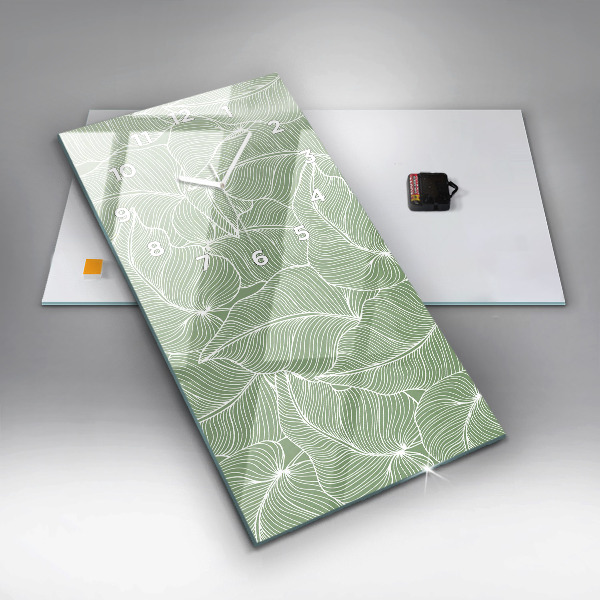 Modern vertical wall clock Leaves nature pattern