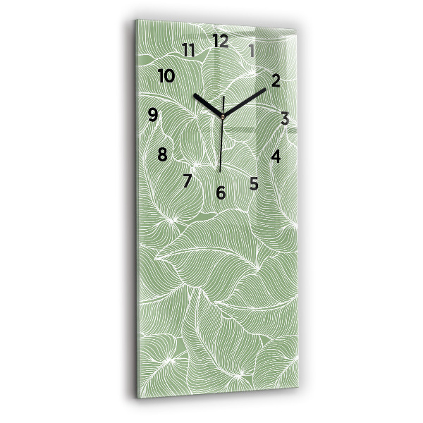 Modern vertical wall clock Leaves nature pattern