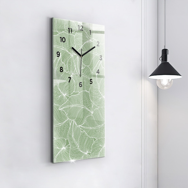 Modern vertical wall clock Leaves nature pattern