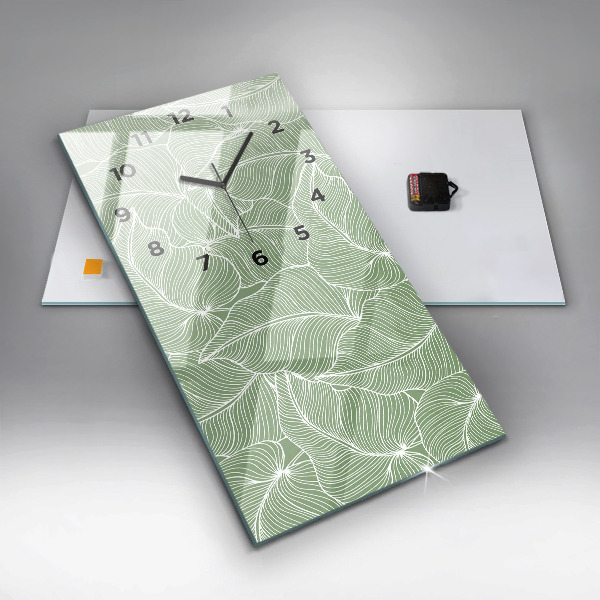 Modern vertical wall clock Leaves nature pattern