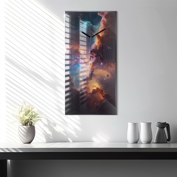 Modern vertical wall clock The cosmic world of stars