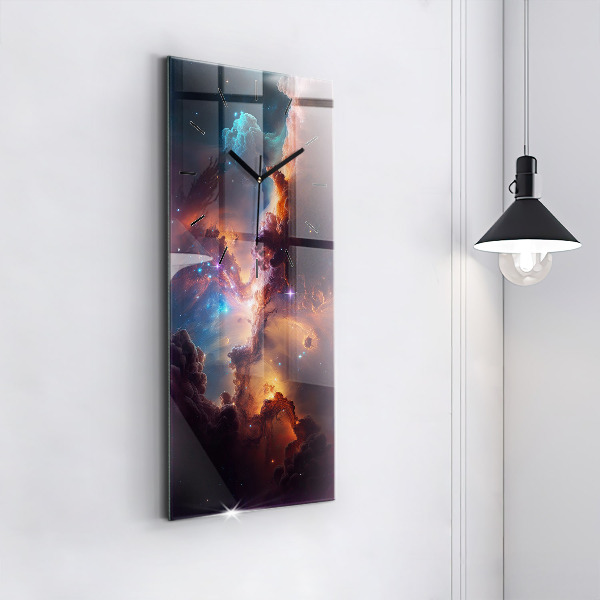 Modern vertical wall clock The cosmic world of stars