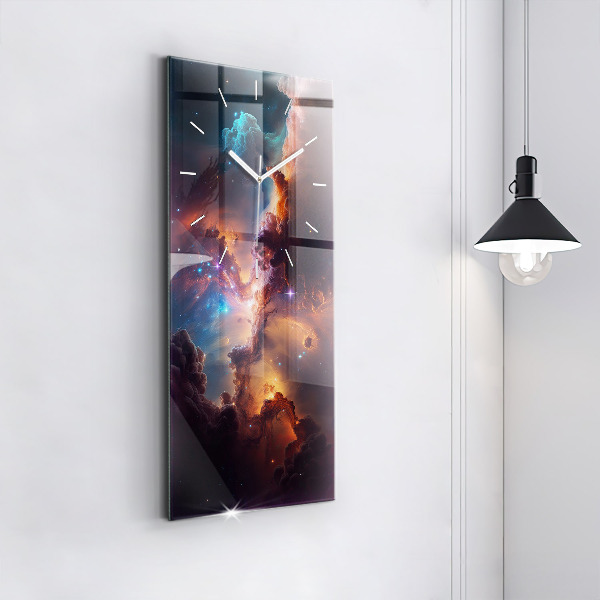Modern vertical wall clock The cosmic world of stars