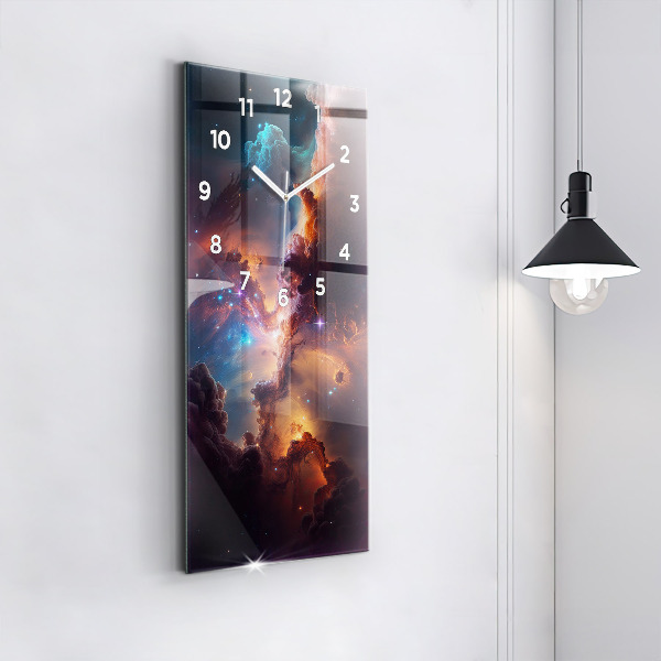 Modern vertical wall clock The cosmic world of stars