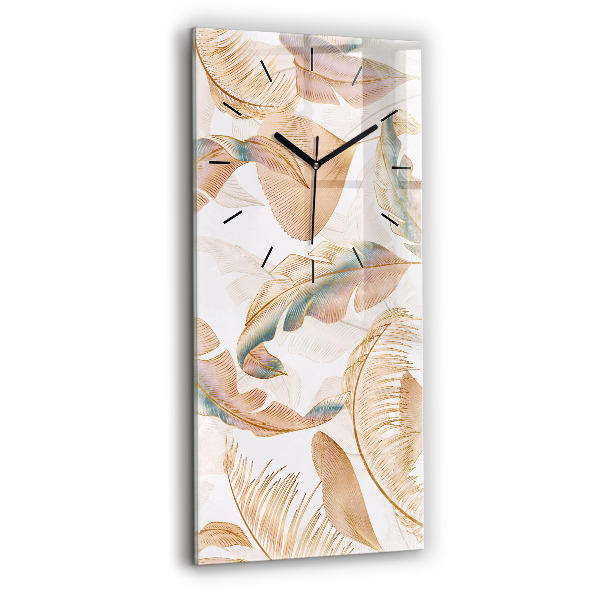 Modern vertical wall clock Nature leaf pattern