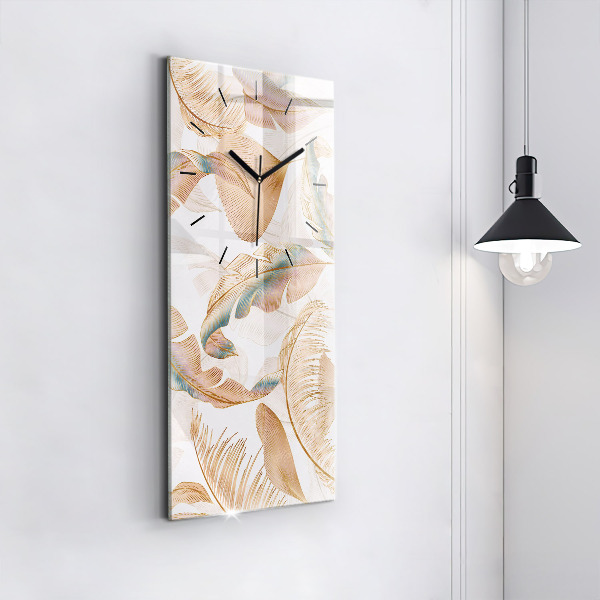 Modern vertical wall clock Nature leaf pattern