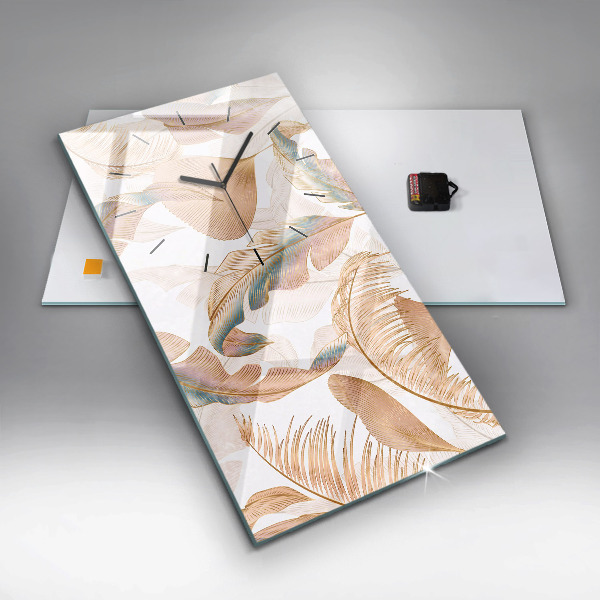 Modern vertical wall clock Nature leaf pattern