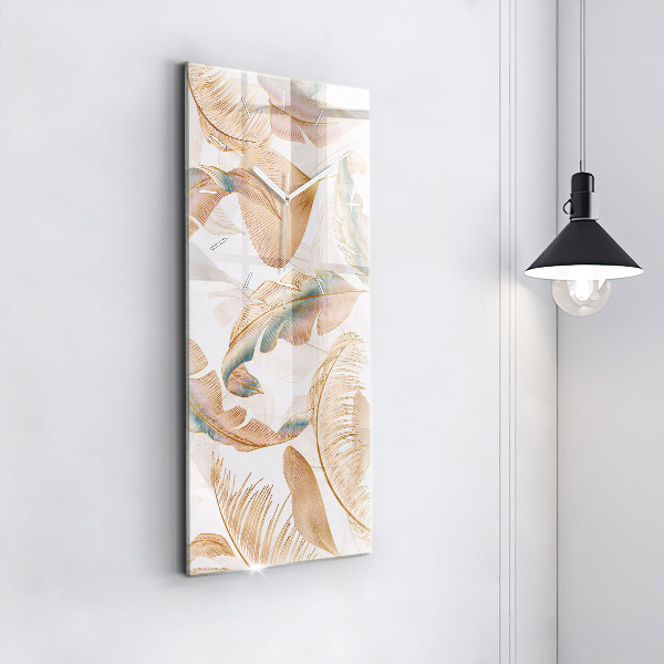 Modern vertical wall clock Nature leaf pattern