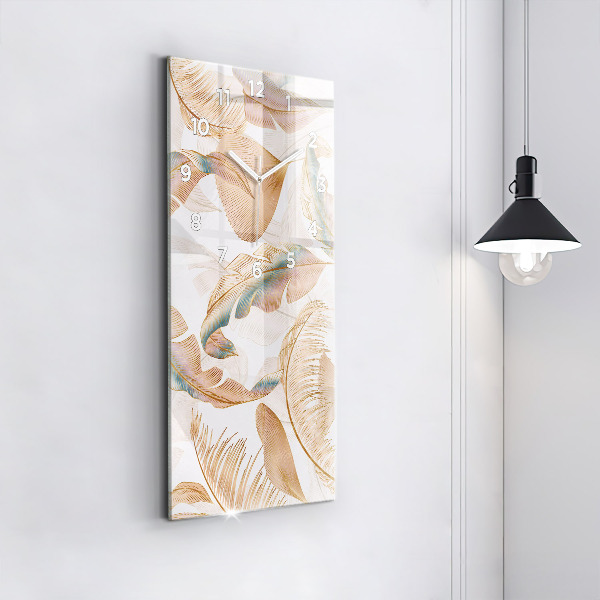 Modern vertical wall clock Nature leaf pattern