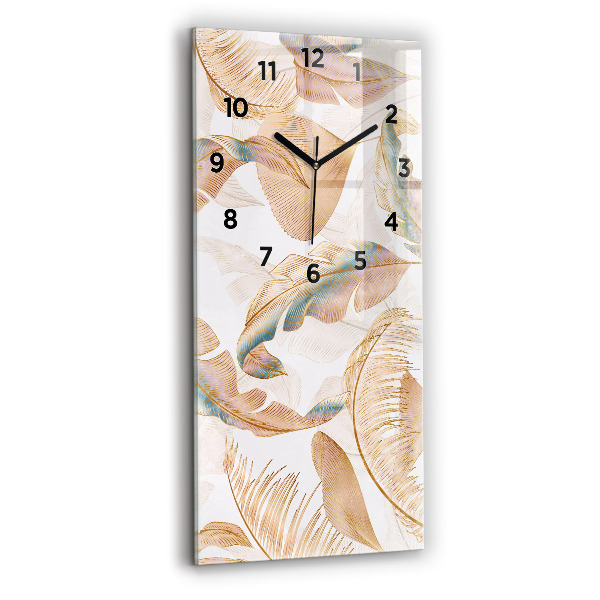 Modern vertical wall clock Nature leaf pattern