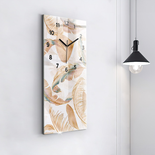 Modern vertical wall clock Nature leaf pattern
