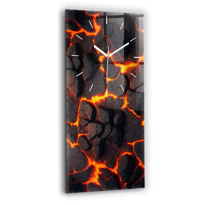 Modern vertical wall clock Lava volcano