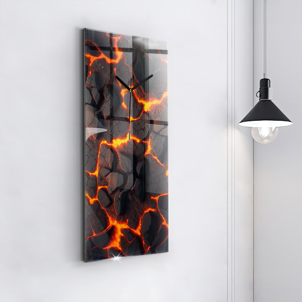 Modern vertical wall clock Lava volcano