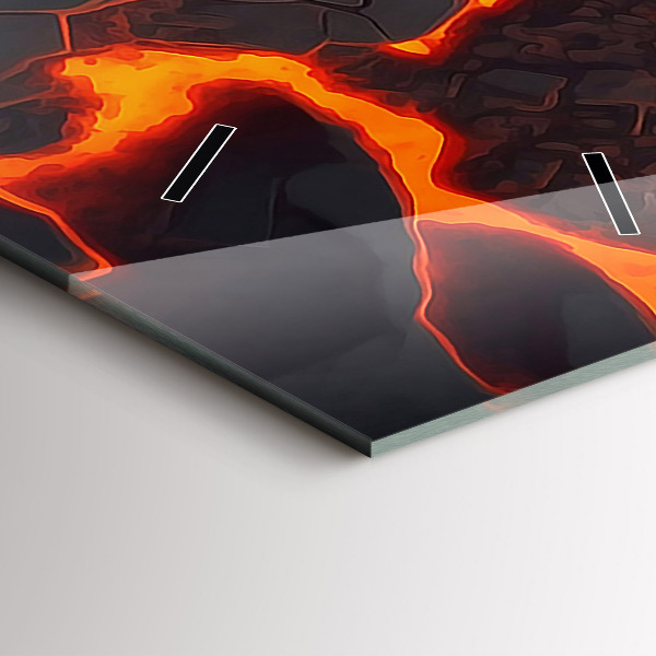 Modern vertical wall clock Lava volcano