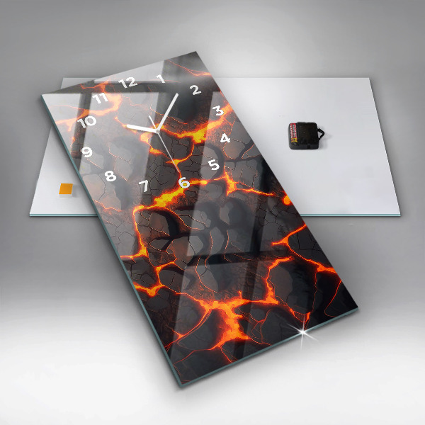 Modern vertical wall clock Lava volcano