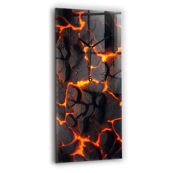 Modern vertical wall clock Lava volcano