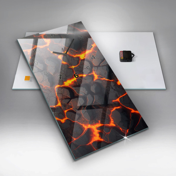 Modern vertical wall clock Lava volcano