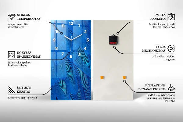 Modern vertical wall clock Blooming gypsophila flowers