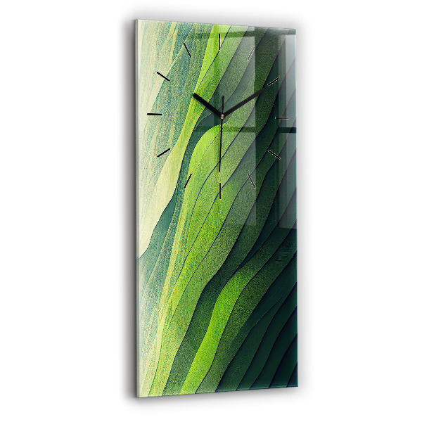 Modern vertical wall clock Green fields abstract